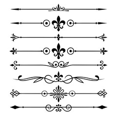 Set of elegant dividers with fleur de lis and swirls. © Sabrina45
