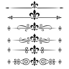 Vintage ornamental dividers with fleur de lis symbol set. © Sabrina45