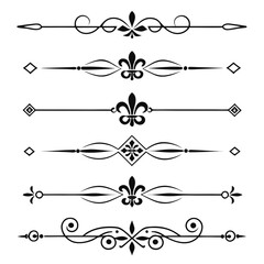Set of six decorative vintage fleur de lis lines. © Sabrina45