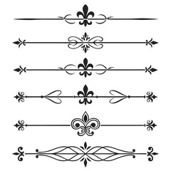 Set of six decorative vintage fleur de lis lines. © Sabrina45