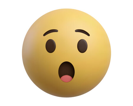 3D shock emoji icon. An expressive character symbol representing surprise, amazement, or shock in digital interfaces.