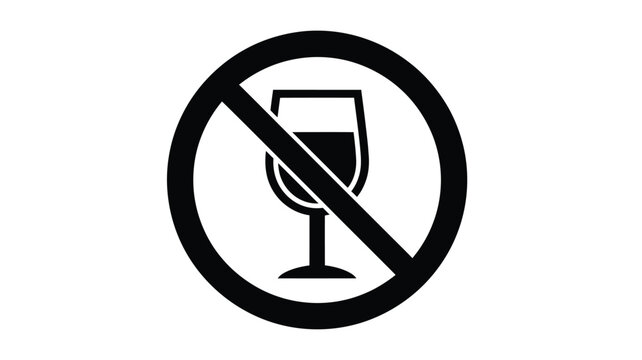 Wine Glass Prohibition Sign Black Silhouette restriction