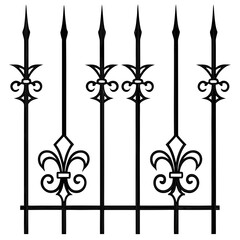 Fleur de lis iron fence vector design element set. © A