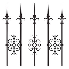 Fleur de lis wrought iron decorative fence elements. © A