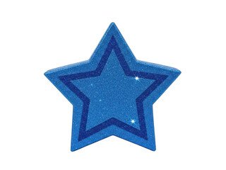 Obraz premium Shiny blue star icon with metallic glitter effect isolated on transparent background