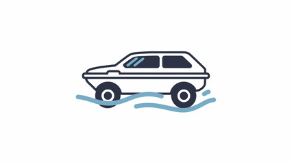 Obraz premium Car driving through wavy blue lines.