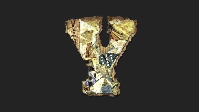 A drag and drop vintage junk journal ephemera style paper letters that animates into place from shredded and torn paper pieces.
