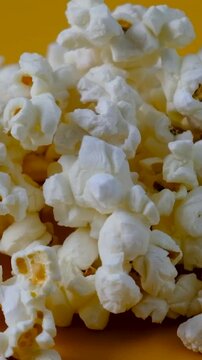 Close-up of popcorn on the table. Selective focus.