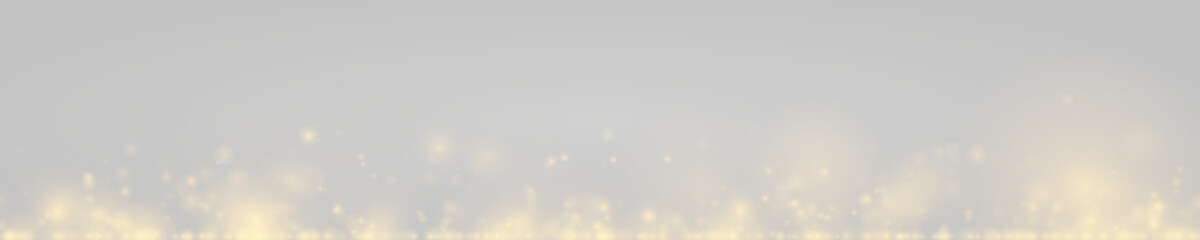 Warm golden particles drift with soft luminous reflections. The shimmering glow feels light and elegant. Perfect for festive graphics. PNG © Romstock