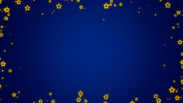 stars neon light border frame glowing on night sky twinkle , kids lullaby and nursery rhyme social media background
