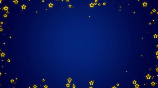 stars neon light border frame glowing on night sky twinkle animation, kids lullaby and nursery rhyme social media motion background