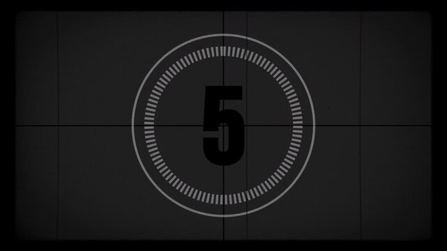 Old film countdown from 10 to 1 with vintage cinema leader style