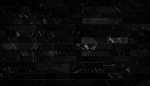 Black marble brick texture with subtle white veins and luxurious dark surface