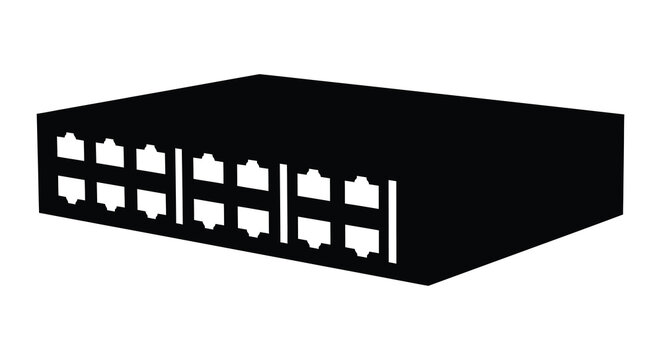 network switch with multiple ports black silhouette