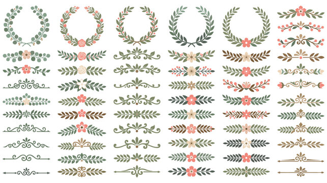Floral divider and wreath collection for page design.