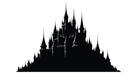 Detailed castle silhouette against a white background silhouette © raisa