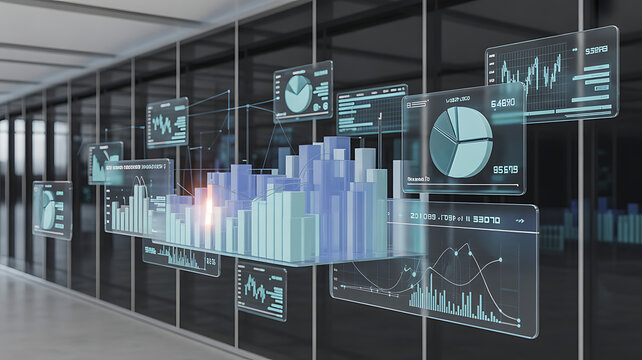 Abstract financial stock market chart with glowing data points and line graph vector illustration