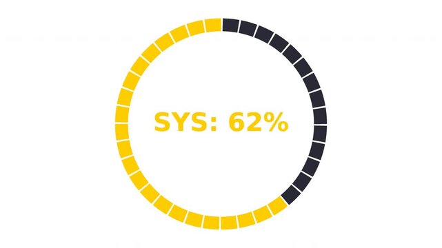 Futuristic Segmented Yellow Counter Clockwise HUD Circle Progress Animation High Quality Transparent Loop Overlay CCW Tech UI Element