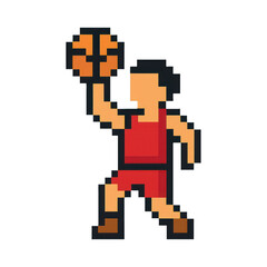 Fototapeta premium PNG Pixelated basketball player illustration.