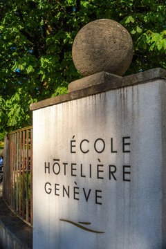 Geneva, Switzerland - June 3, 2026: The Ecole Hoteliere de Geneve- Geneva Hotel School - is a world-renowned hospitality management school