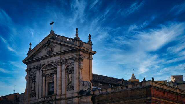 Baroque Facade of Santa Susanna Church in Rome Italy