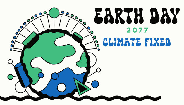 Earth globe geometric patterns Earth Day 2077 vector