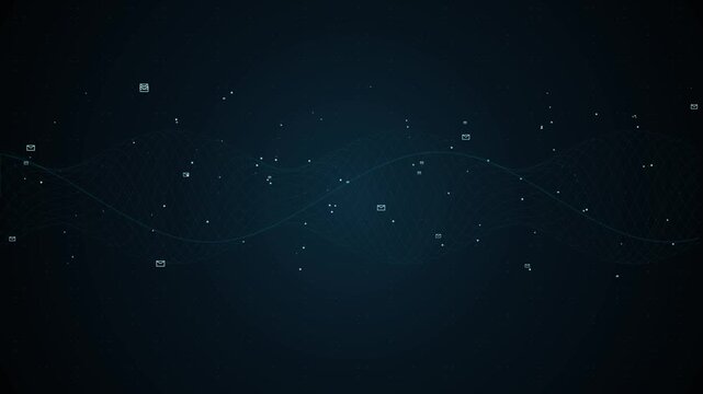 Network connections shine brightly in a cloud environment via email