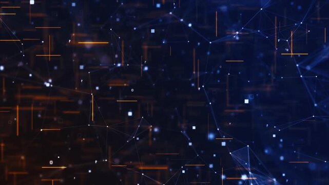 Abstract digital network connection with data points and lines technology nodes cyber communication science technology nodes cyber communication science