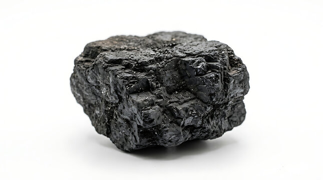 Isolated piece of raw coal on a white background, studio shot