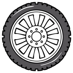 Obraz premium Car wheel with alloy rim and tire detailed graphic illustration