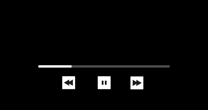 Music Player button animation, Play or pause button animation. Multimedia player template, Audio music timeline bar moving with track
