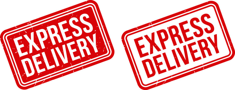 Express delivery grunge rectangular rubber stamp vector set with delivery, shipping