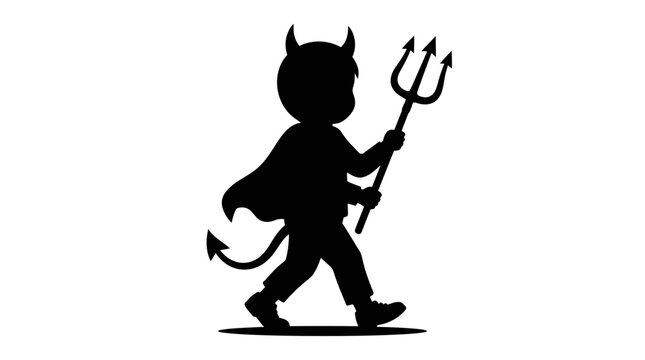 Silhouette of a little devil child.