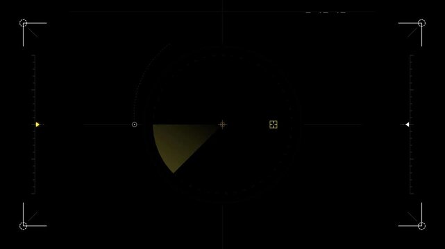 Circular HUD Radar Scanner Minimalist Futuristic Gold Digital Interface High Tech Motion Graphic Navigation Tracking Display For User Interface Science Fiction