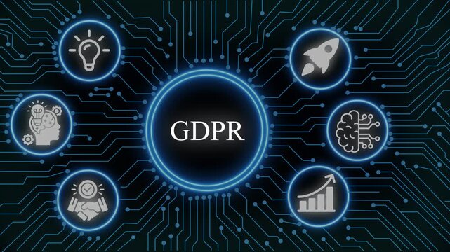 Gdpr compliance and data privacy concept with digital circuit board background