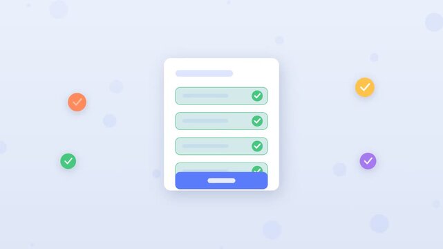 Flat design digital form validation with checkmarks animation
