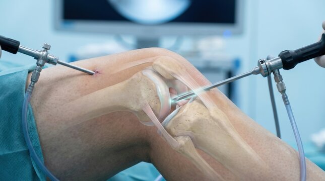 Minimally invasive knee surgery using arthroscopy and advanced medical instruments
