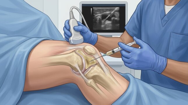 Ultrasound-guided injection procedure for knee joint pain relief and treatment