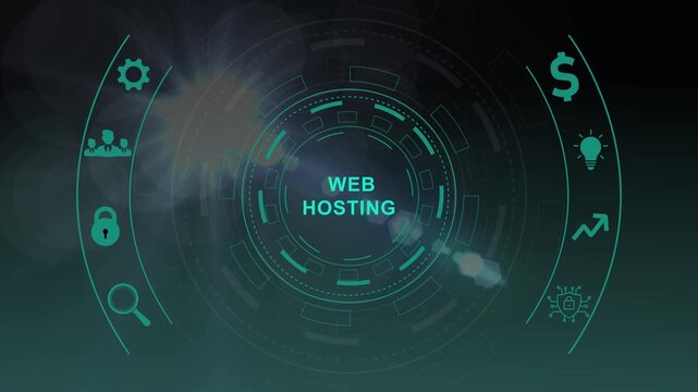 Web Hosting. The activity of providing storage space and access for websites. Business, modern technology, internet and networking concept.