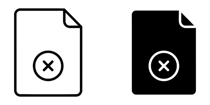 Document error deletion and removal icon set with document rejected illustration business management information interface