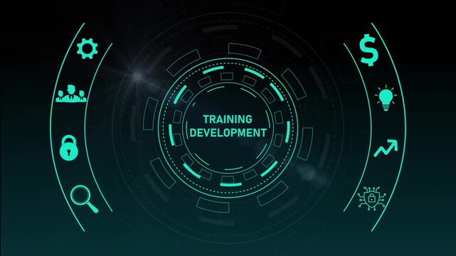 Business, Technology, Internet and network concept. Coaching mentoring education business training development E-learning concept. glowing animation.