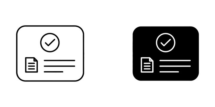 Certified document report and task list icon with document certified checkmark verified validation business interface official