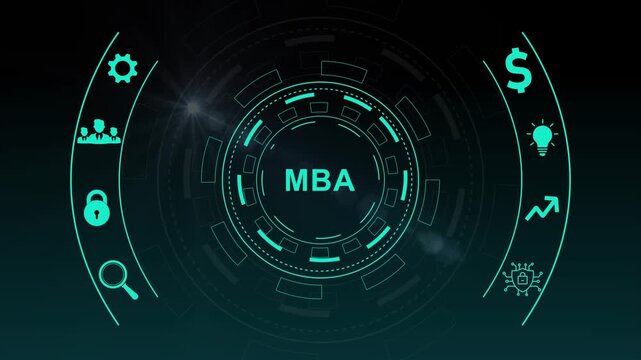 MBA or master of business administration program concept.MBA icons for personal development.