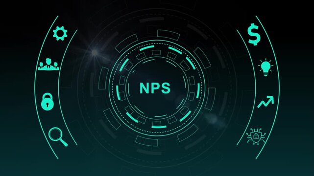 Futuristic HUD interface with NPS acronym in glowing blue concentric.