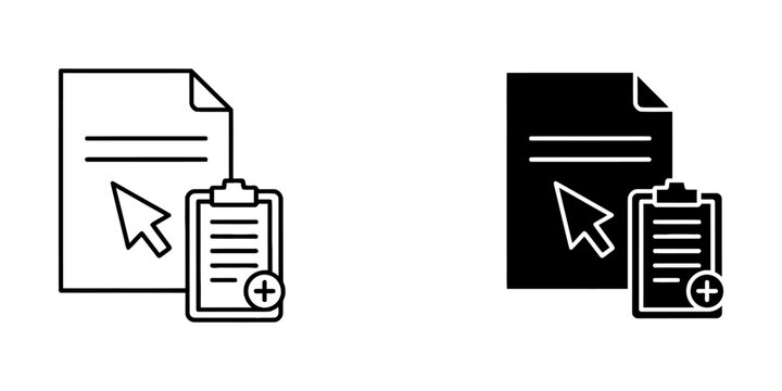 Document and clipboard add icon for data entry tasks with document clipboard business interface management information addition