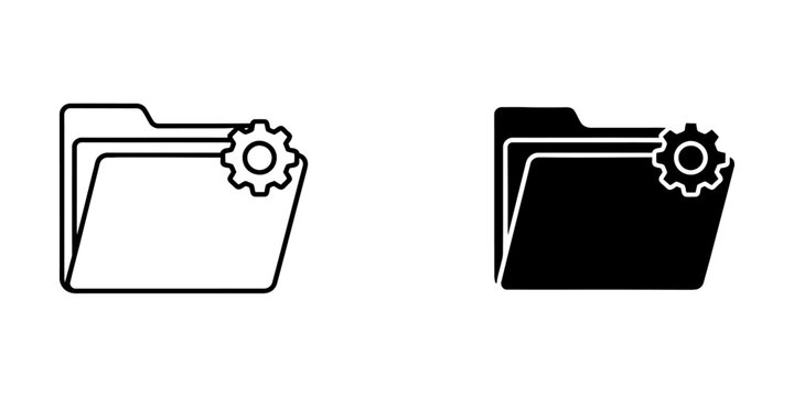 Folder settings configuration icon vector with settings configuration directory management technical maintenance computer business