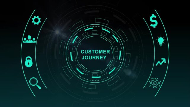 Customer journey on the virtual display. Business Technology Internet and network concept.