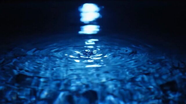 Water Drop Creates Ripples on Surface.