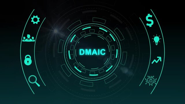 DMAIC, Six Sigma. Define, Measure, Analyse, Improve, Control. Standard quality control and lean manufacturing concept.