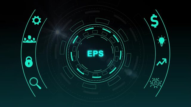 EPS Earnings Per Share Financial Concept with Icons and with gears finance